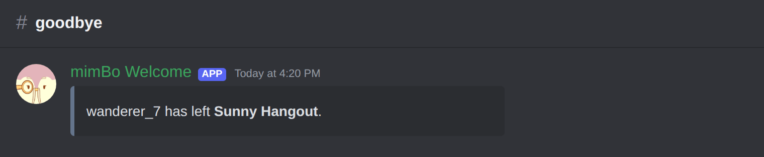 Goodbye message in Discord