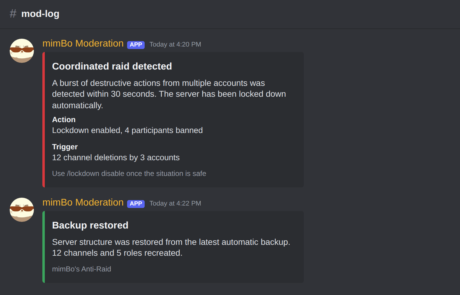 Critical raid alert with confirm and false alarm buttons in Discord