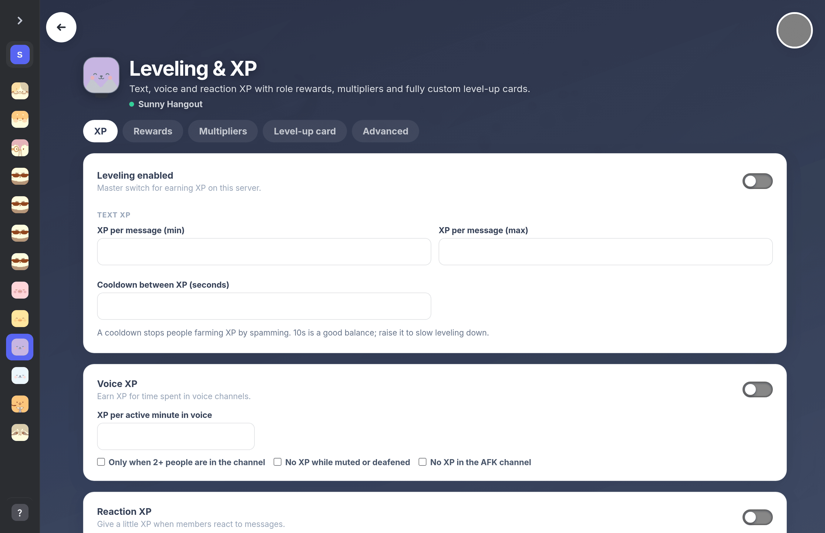 Leveling configuration in the mimBo portal