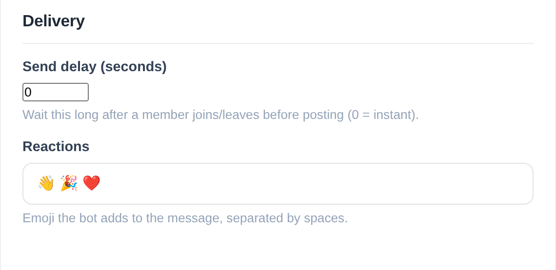 Welcome delivery settings in the mimBo portal